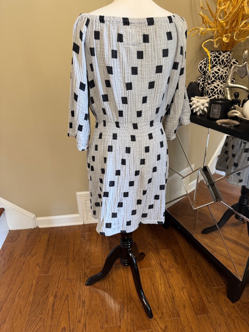 Ace & Jig White Mini Dress with Black Square Print Size M pre-owned - Picture 2 of 4
